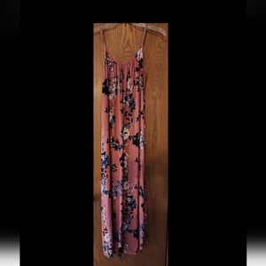 SIZE Medium Coral Flowered Long Dress